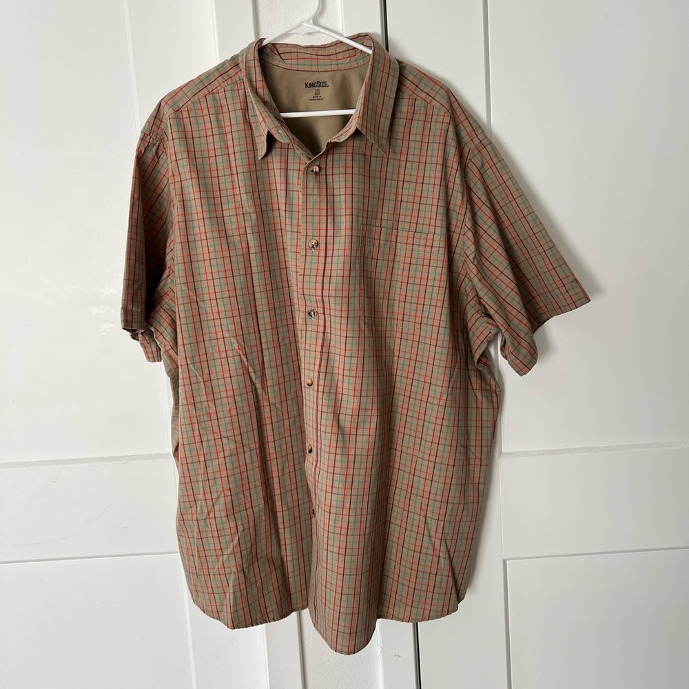 KingSize Plaid Short Sleeve Button Down Shirt Sz 3XLB